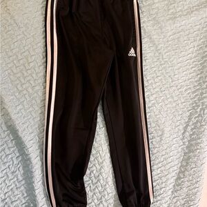 Adidas Kids Black Joggers with White Stripes